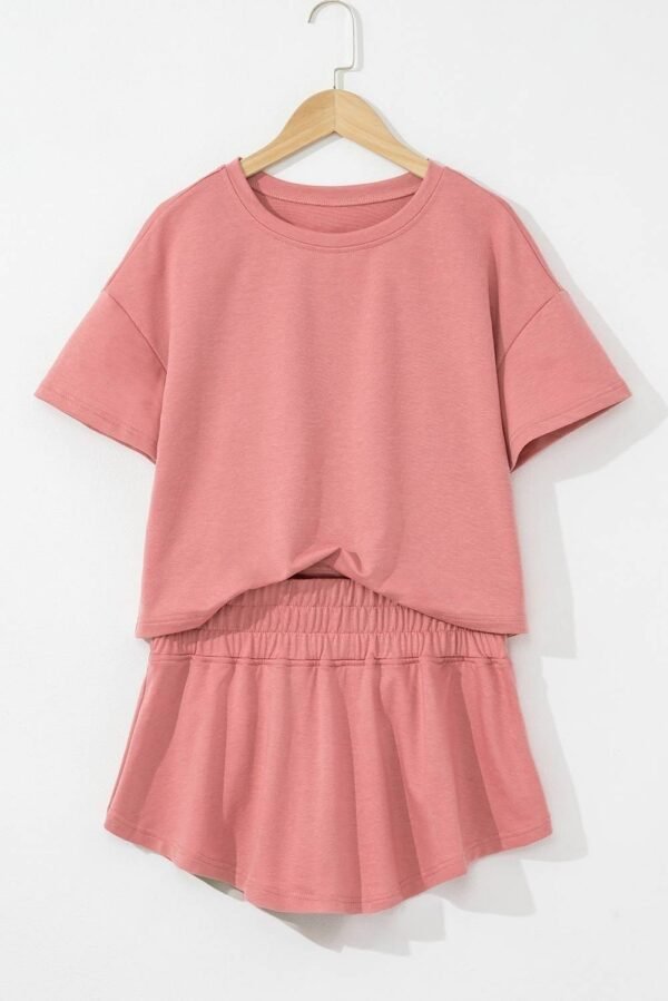 Blossom 2pcs Cropped Tee and Ruffle High Waist Skort Set - Image 4