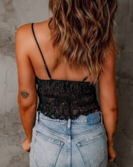 Black Crochet Lace Bralette Crop Top