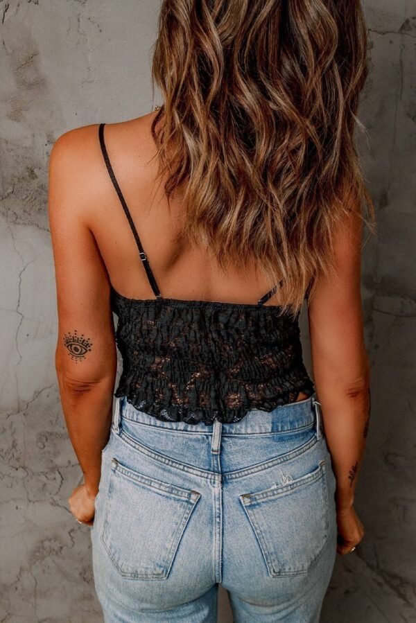 Black Crochet Lace Bralette Crop Top - Image 2