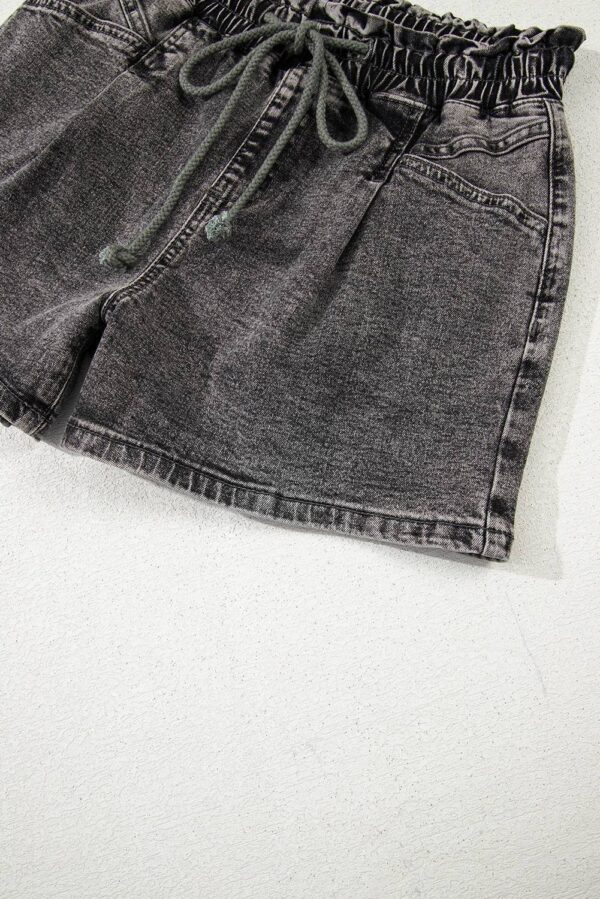 69907565-d403fb8ac23db37f.jpg Ashleigh Blue Drawstring High Waist Casual Denim Shorts with Pockets
