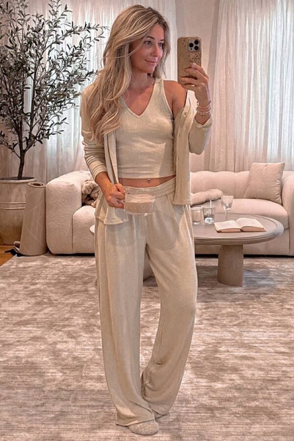 Oatmeal 3-Piece Cozy Knit Lounge Set - Image 3