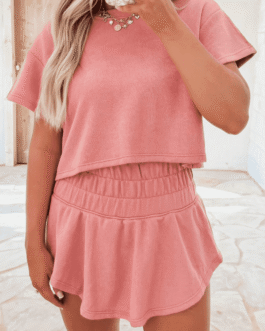 Blossom 2pcs Cropped Tee and Ruffle High Waist Skort Set