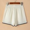 White Waffle Texture Contrast Ricrac Hemline Casual Shorts