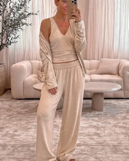 Oatmeal 3-Piece Cozy Knit Lounge Set