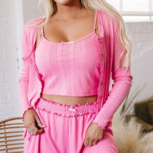 69751529-e72ff157f34b94f5.jpg Bonbon Delicate Texture Cropped Cami Shorts and Cardigan 3pcs Lounge Set