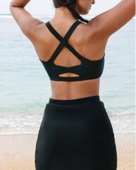 Black Crossover Bikini Tank and Skort Swimwear