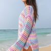 Carrot Multi Stripe Open Knit Sweater Beach Cover Up