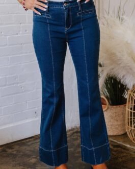 Sail Blue Center Seam Deep Wash Straight Jeans