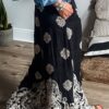 Black Bohemian Printed Drawstring Waist Wide Leg Pants