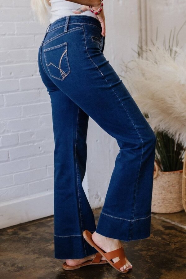 Sail Blue Center Seam Deep Wash Straight Jeans - Image 3