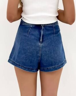 Ashleigh Blue Faux Wrapped Mini Denim Skort