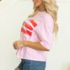 Light Pink Flag Bow Graphic Crewneck Tee