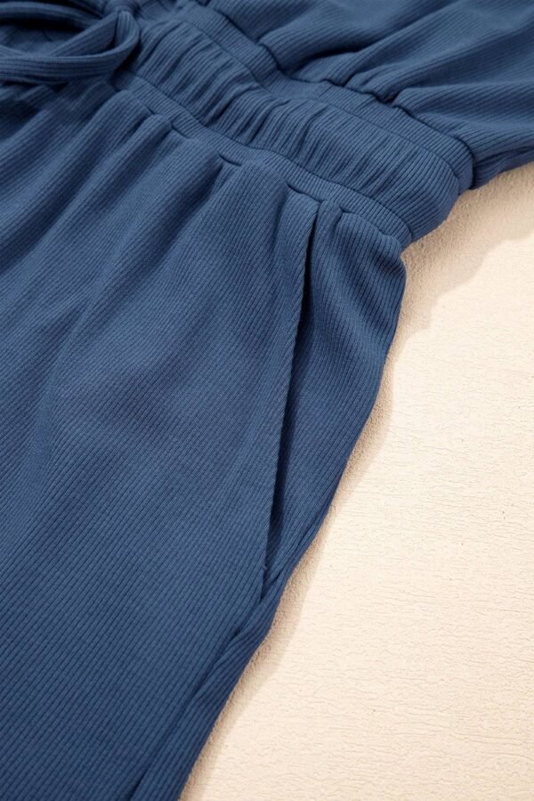 Ashleigh Blue Knit Open Back Cap Sleeve Drawstring Romper - Image 12
