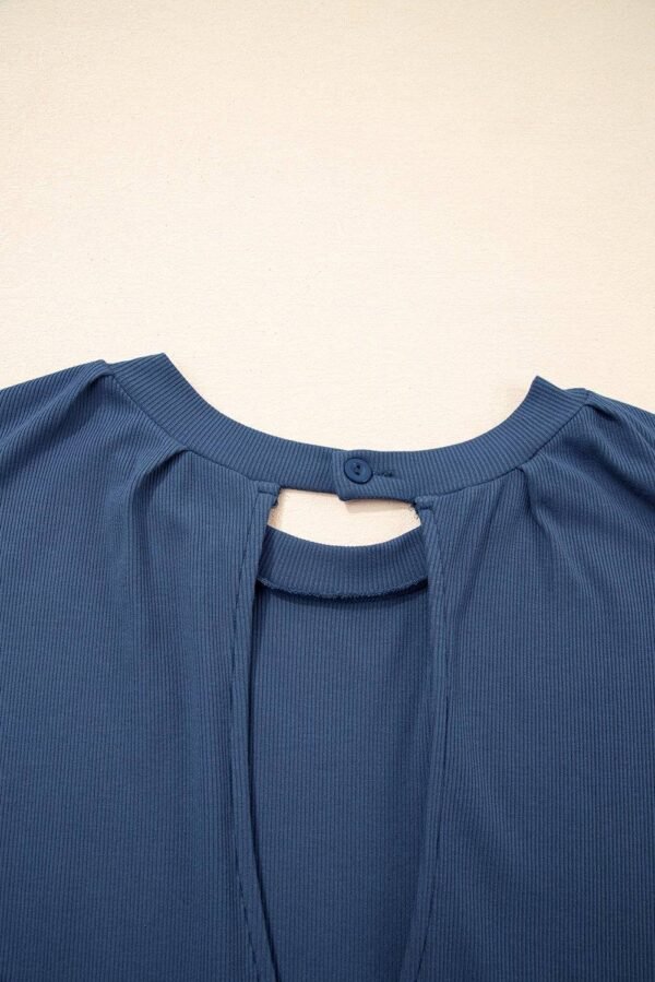 Ashleigh Blue Knit Open Back Cap Sleeve Drawstring Romper - Image 11
