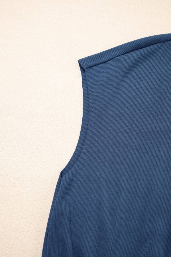 Ashleigh Blue Knit Open Back Cap Sleeve Drawstring Romper - Image 9