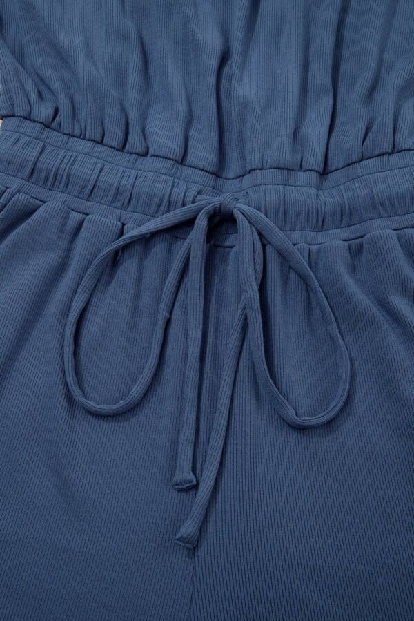 Ashleigh Blue Knit Open Back Cap Sleeve Drawstring Romper - Image 10