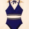 70459610-62810f1ead6548a6.jpg Navy Blue Embroidered Trim Wrap Tie Knot Plus Size High Waisted Bikini