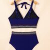 70459611-68890c2a1f354641.jpg Navy Blue Embroidered Trim Wrap Tie Knot Plus Size High Waisted Bikini