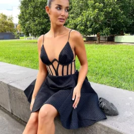 Suspender Hollow Out Short Skirt Party Evening Dress | Trendy Night Party Mini Dress