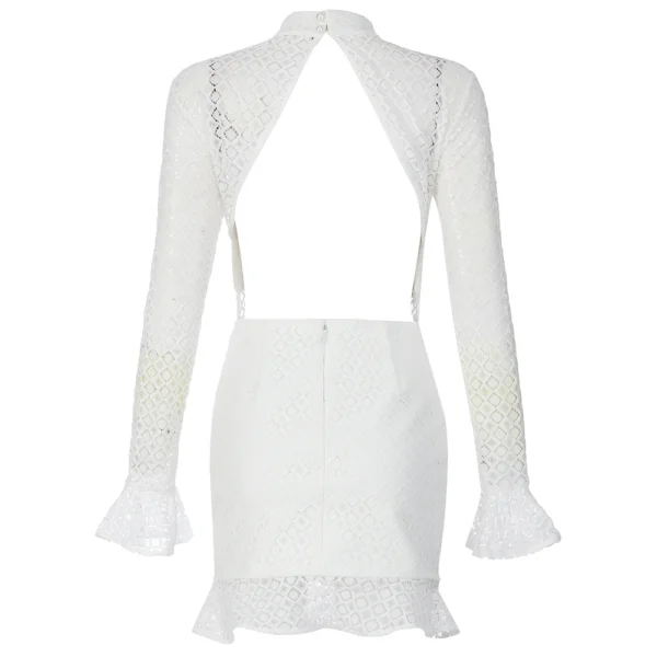Mess Round Neck Long Sleeve Cut Out Hip Party Dress - Image 2