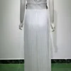 Luxury White Women Sequin Beading Pleated Dress