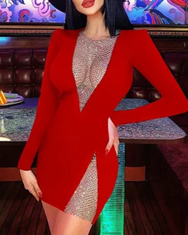 Mesh Diamonds Bodycon Summer Club Dresses