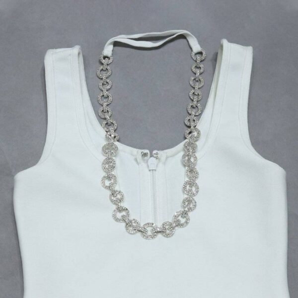 Sleeveless Sexy Backless Slit Crystal Club Party Rhinestone Dress