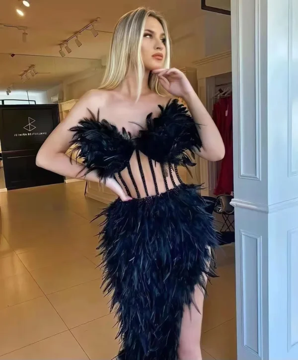 Black Feathers Boutique Elegant Luxury Dresses - Image 4