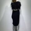 H715fb0ff2100428392715fb9e4a8a92an.jpg Two Pieces Set Black Mini Skirt With Short Feathers Top Set