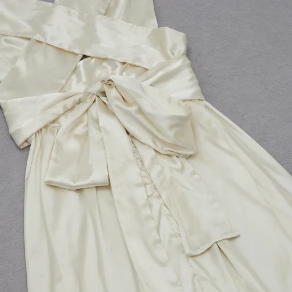 Graceful Deep V Neck Party Sexy Backless Bow Knot Dress - Image 4
