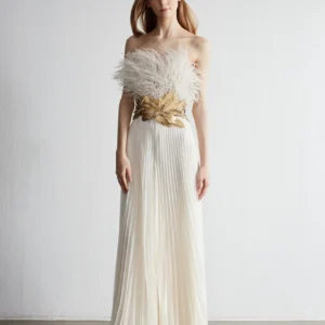 Luxury White Women Sequin Beading Pleated Dress