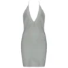 Crystal V Neck Gray Backless Bodycon Fitted Sim Sexy Mini Dresses