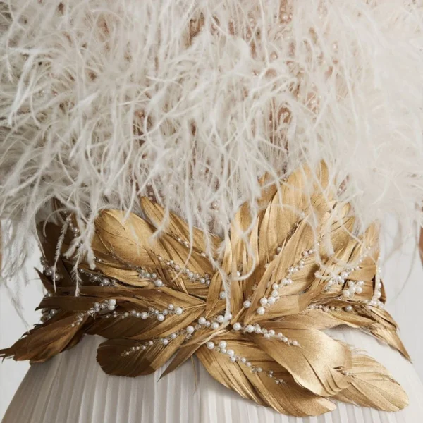 Luxury White Women Sequin Beading Pleated Dress