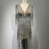 Elegant Rhinestone Bodycon Fringe Tassel Luxury Dress