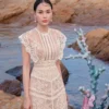 Vietnamese Flower Lace Midi Evening Dress