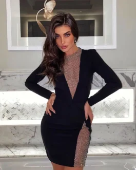 Mesh Diamonds Bodycon Summer Club Dresses