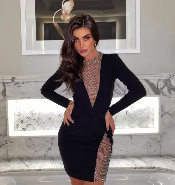 Mesh Diamonds Bodycon Summer Club Dresses