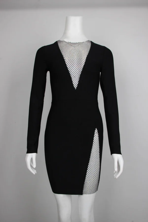 Mesh Diamonds Bodycon Summer Club Dresses - Image 4