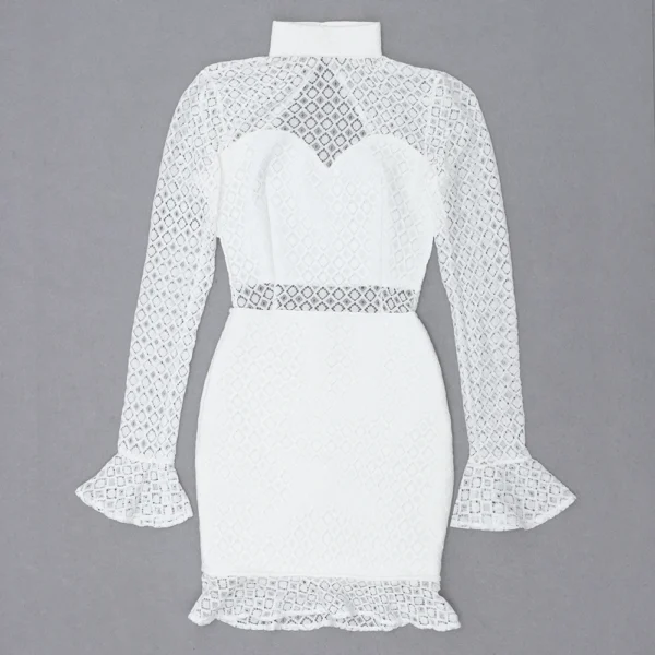 Mess Round Neck Long Sleeve Cut Out Hip Party Dress - Image 4