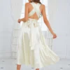 Graceful Deep V Neck Party Sexy Backless Bow Knot Dress