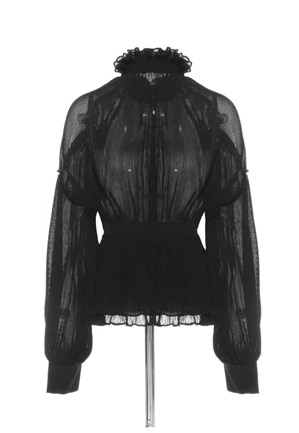 Retro Lantern Sleeve Shirts Pleated Blouse Vintage Shirt - Image 5
