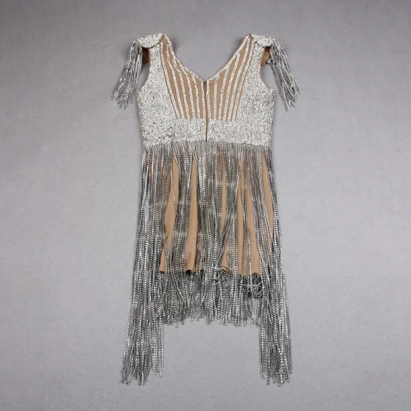 Elegant Rhinestone Bodycon Fringe Tassel Luxury Dress - Image 3