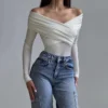 Hollow Out Top Slim Solid Color Women's Clothing Tops Jumpsuits