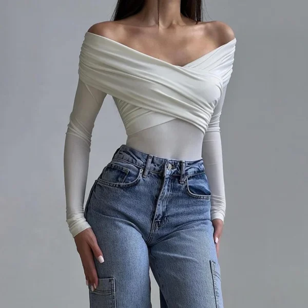 Hollow Out Top Slim Solid Color Women's Clothing Tops Jumpsuits