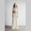 Luxury White Women Sequin Beading Pleated Dress