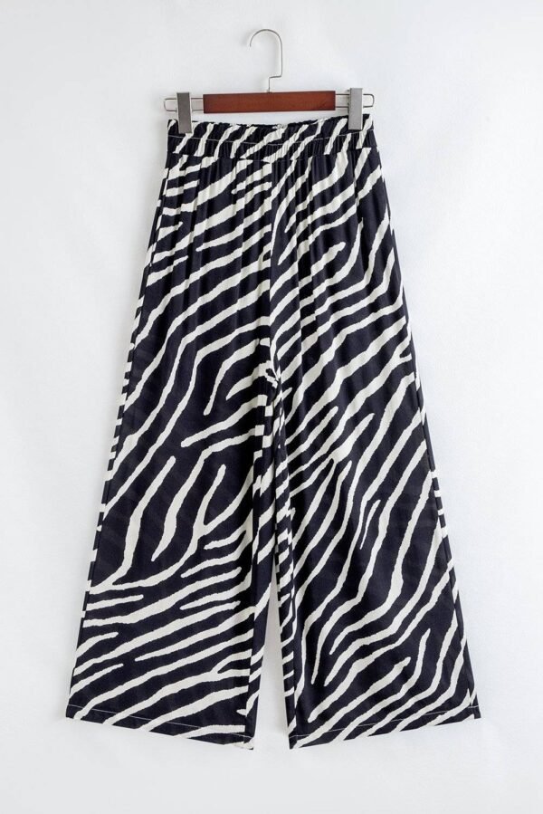 Black Zebra Striped Summer Wide Leg Pants - Image 4