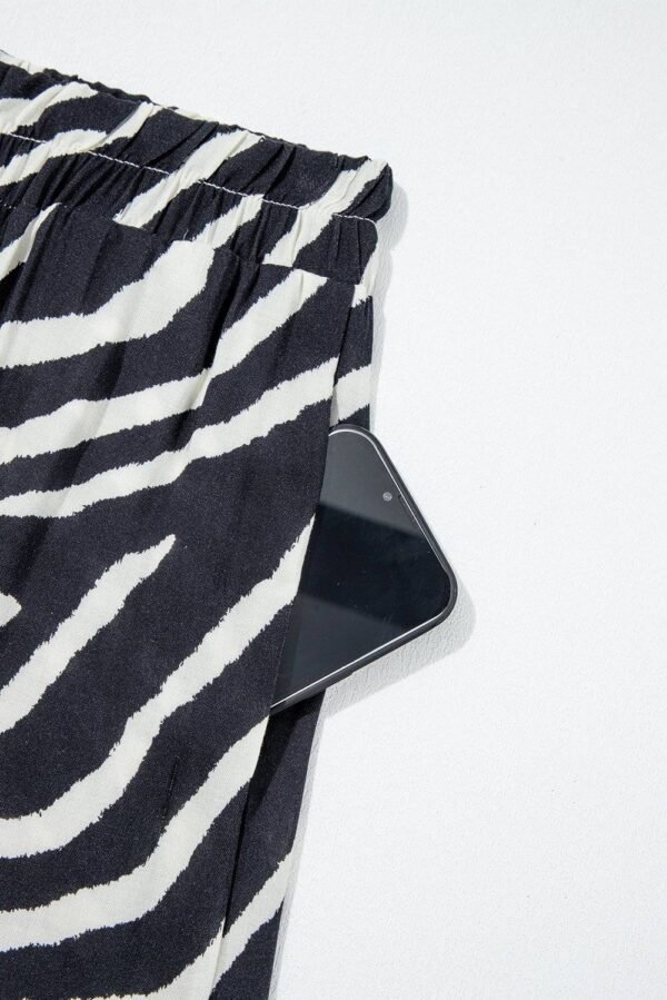 Black Zebra Striped Summer Wide Leg Pants - Image 7