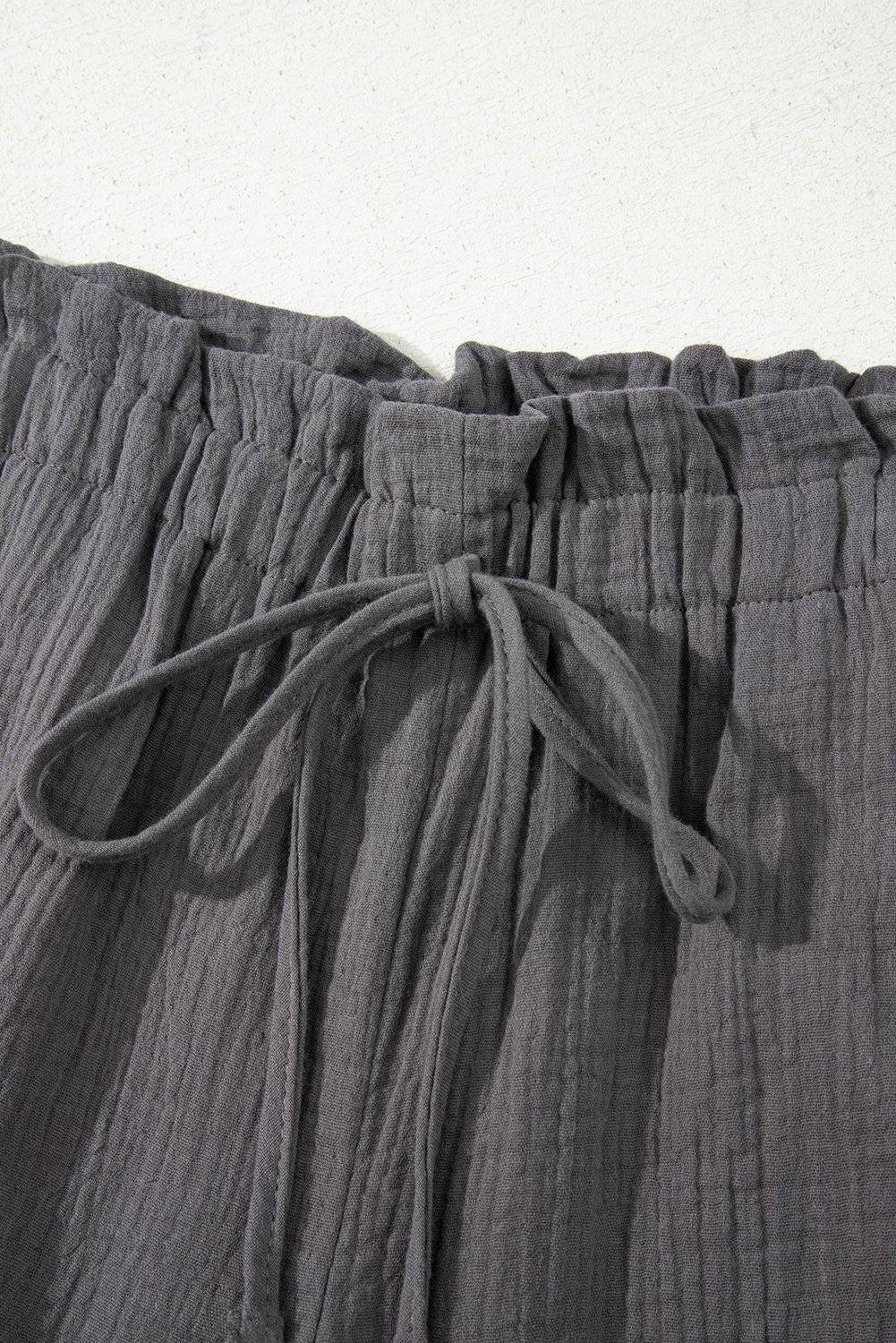 Sail Blue Cotton Gauze Paperbag Shorts - Image 13