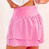 Bright Pink Crossed Waist Tiered Flowy Shorts