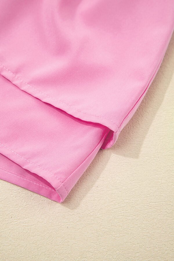 Bright Pink Crossed Waist Tiered Flowy Shorts - Image 8
